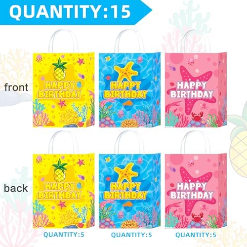 WENATIE 15Pcs Cartoon Sponge Gift Bags for Kids 1