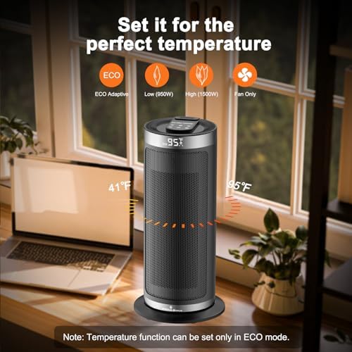 Feculs Official 1500W Electric Space Heater with Remote Thermostat