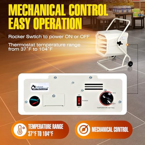 Dr Heater DR-910M 10000W 240V Heavy-Duty Electric Heater with Cart and Adjustable Thermostat