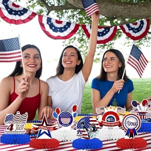 Independence Day Honeycomb Centerpieces 9 PCS by KSKSPE