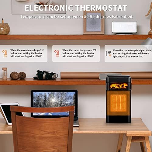 Uthfy 1000W 1500W PTC Ceramic Space Heater with Thermostat and 24H Timer