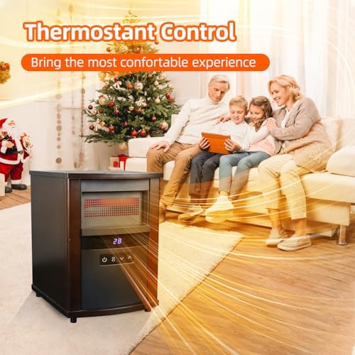 Elevon 1500W Infrared Wood Cabinet Space Heater with Remote Control