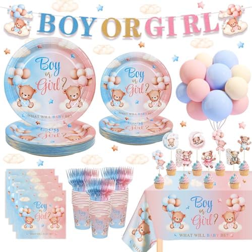 Lopeastar 154Pcs Bear Gender Reveal Decorations Set