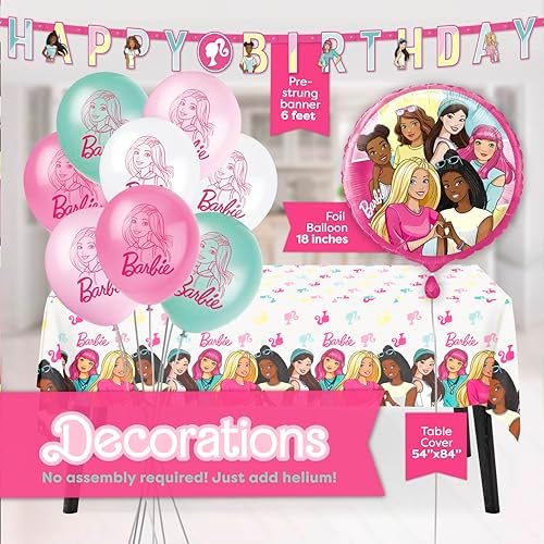Barbie Birthday Party Decor Tableware Set for 16 Guests