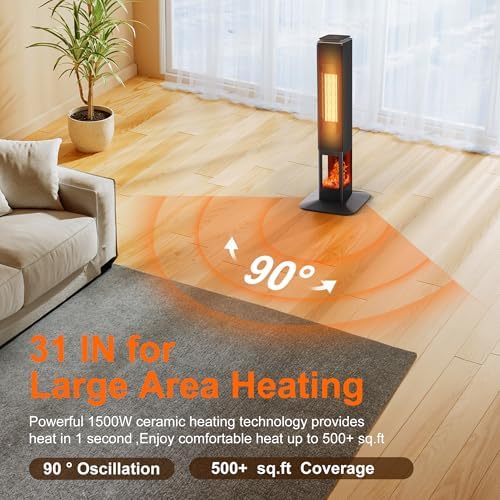 SUNGDOGIN 31 Electric Space Heater with 3D Flame and Remote Control