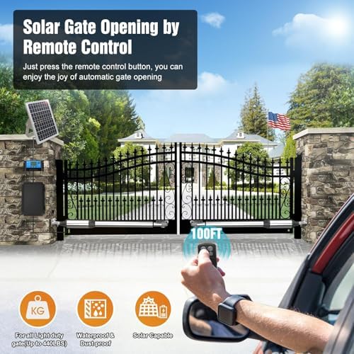 JUJIANG C01 Solar Gate Opener with Remote and Batteries