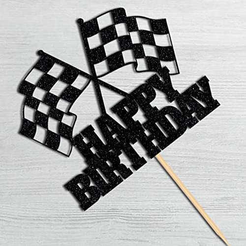 Race Car Checkered Flag BirthdayCake Topper