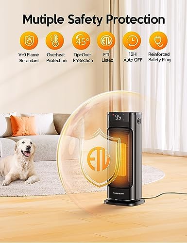 VAGKRI 1500W Electric Space Heater with Remote and 3 Modes