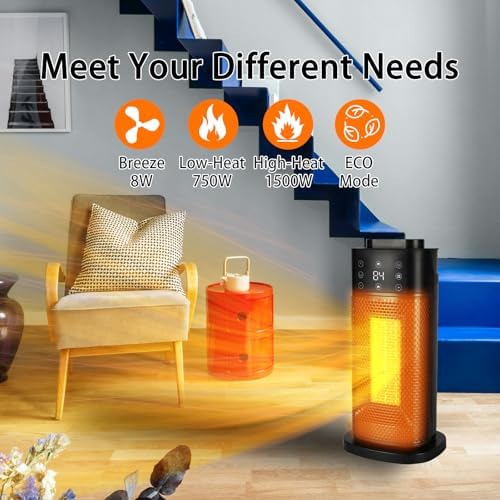 BNTET 2-in-1 Ceramic Heater with Humidifier and 3D Flame Effect