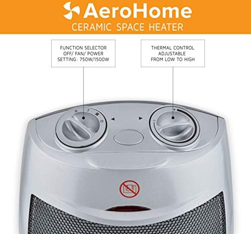 AeroHome 1500W Ceramic Space Heater with Thermostat