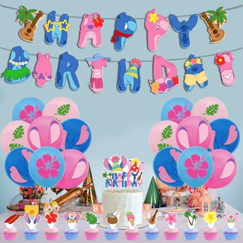 OUSHISS Tropical Luau Party Decorations Banners Balloons Cake Toppers