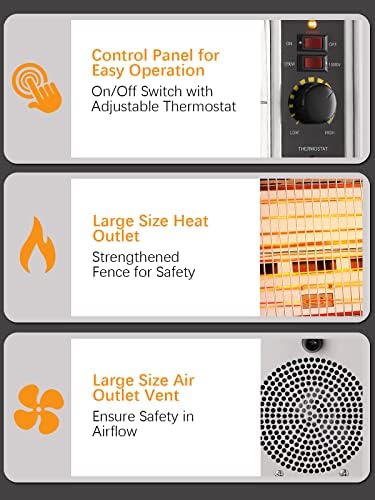 JASUN Electric Space Heater Fast Heating with Adjustable Thermostat