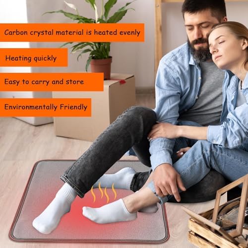 QOUBAI Heated Floor Mat 22x20 Inch Foot Warmer for Home Office