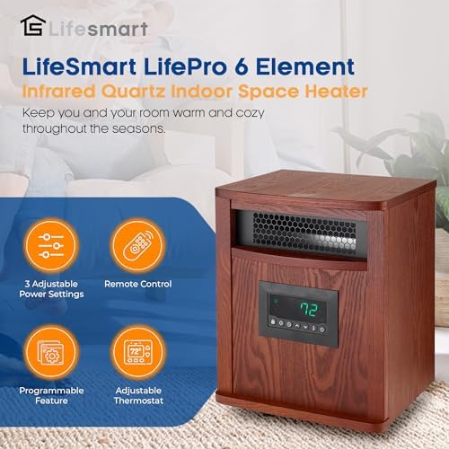 LIFESMART GLOBAL 6 Element Space Heater with Remote - Brown