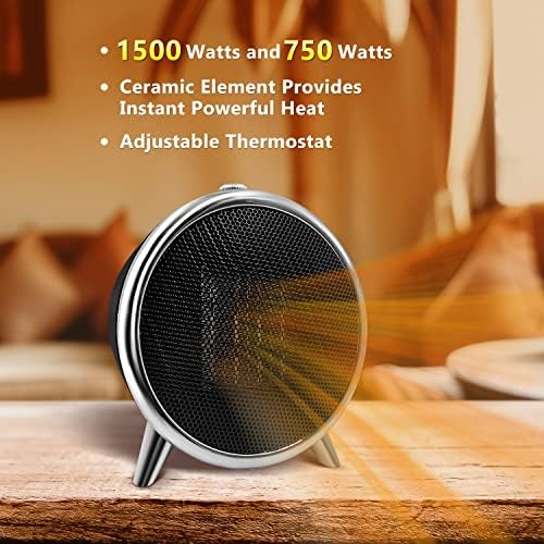 Comfort Zone 1500W Ceramic Space Heater with Thermostat and Safety Features