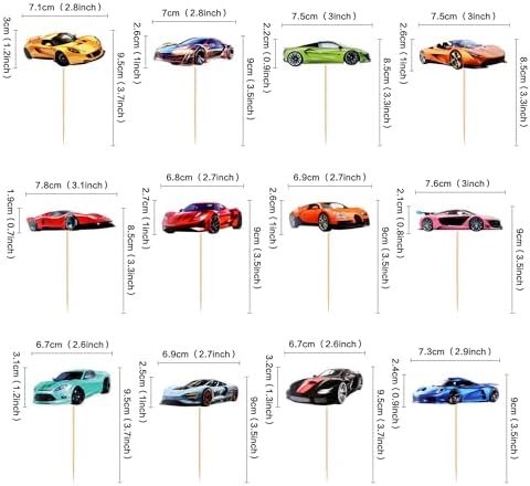 SAMOKA Racing Car Cupcake Toppers 24PCS