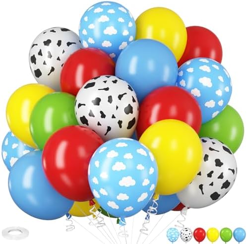 HILAVO 12 Inch Cow Cloud Balloons Set - 35PCS with 10M Ribbon