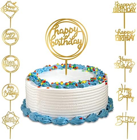 10-Pack Gold Birthday Cake Toppers - 4x6 Inch