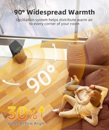BREEZOME 1500W PTC Ceramic Space Heater with Oscillating and Thermostat