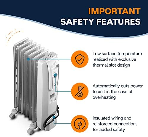 DeLonghi TRH0715 Oil Filled Radiant Heater 1500W Quiet Portable