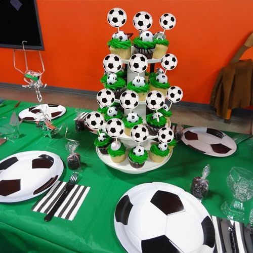 36Pcs Soccer Ball Cupcake Toppers for Sports Birthday Party