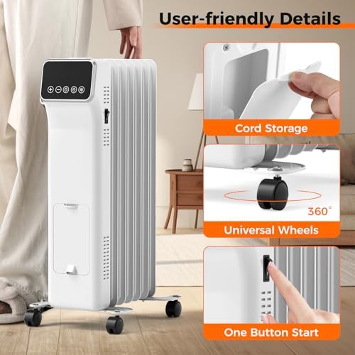 1500W Oil Filled Radiator Heater with Remote Control