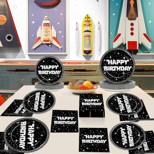 100Pcs Stars Birthday Party Galaxy Plates and Napkins Set