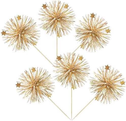 Ephlyn 30Pcs Foil Firework Cupcake Toppers