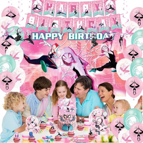 Pink Spider Birthday Party Decor Kit for Kids