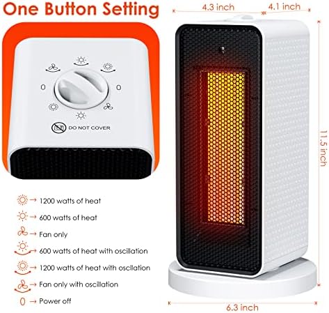 Qoosea Portable Electric Ceramic Space Heater with Thermostat