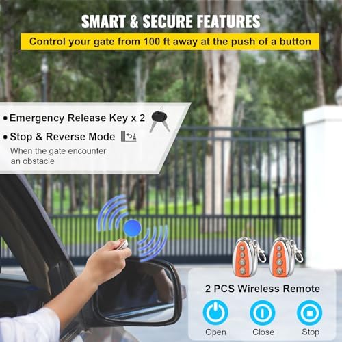 Happybuy Automatic Sliding Gate Opener 1400LBS with 2 Remotes 1