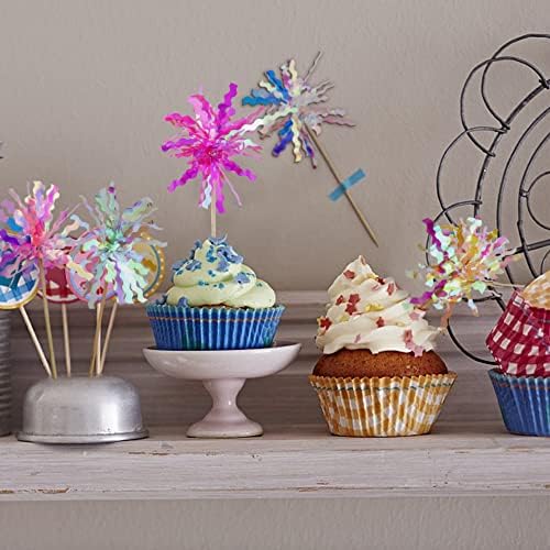 10 Pcs Foil Firework Cake Toppers Sparkle Decor