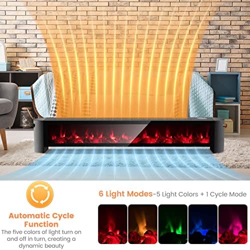 PETSITE Baseboard Heater with Remote Control and 3D Flame Effect