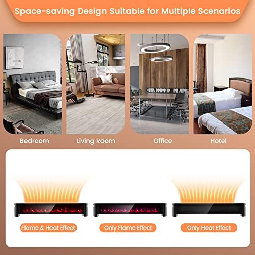 PETSITE Baseboard Heater with Remote Control and 3D Flame Effect