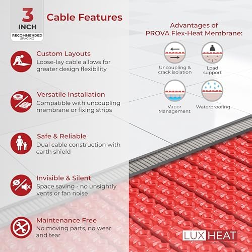 LuxHeat 90sqft Electric Floor Heating System with Touchscreen Thermostat