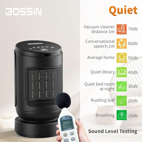 BOSSIN 1500W Electric Ceramic Space Heater with Remote Control and Oscillation
