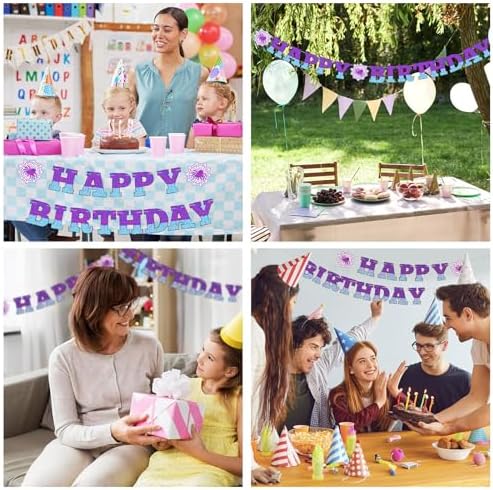 Oudain Purple Spider Birthday Banner Decorations