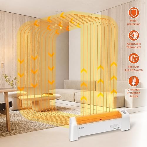 BEYOND HEAT Electric Baseboard Heater - 1500W Convection with Thermostat and Overheat Protection