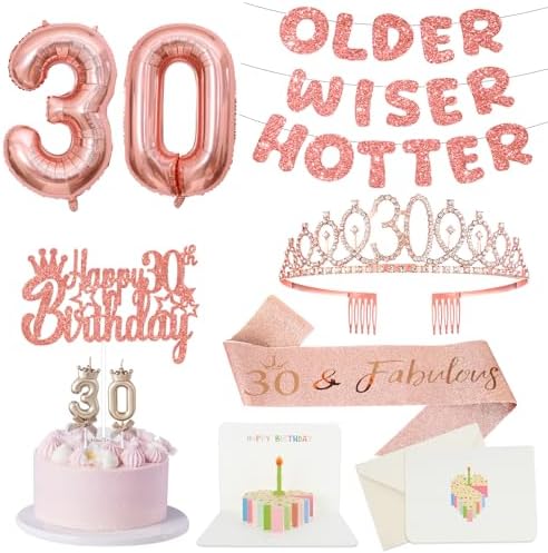Rose Gold Birthday Crown Sash Banner for Girls