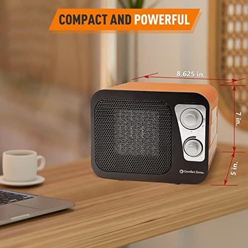 Comfort Zone 1500W Electric Space Heater with Retro Design and Safety Features