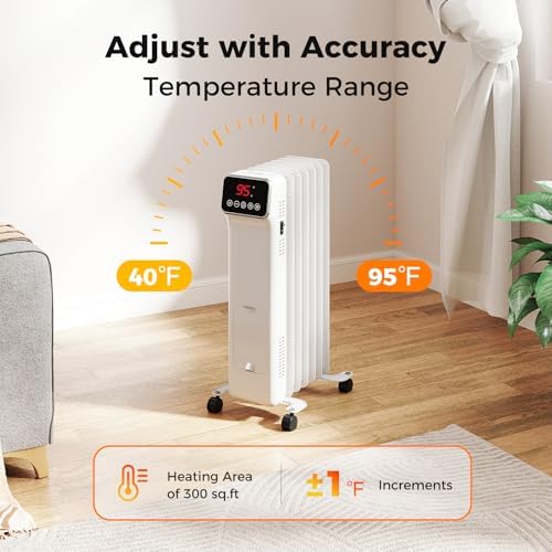 1500W Oil Filled Radiator Heater with Remote Control