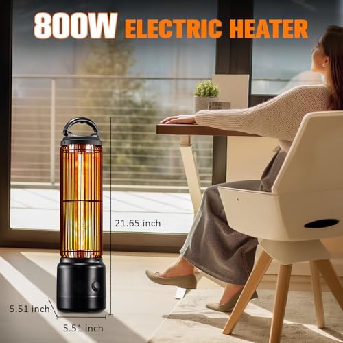 Haoteey Infrared Heater 800W Carbon Fiber Portable Indoor Tower Electric Heater
