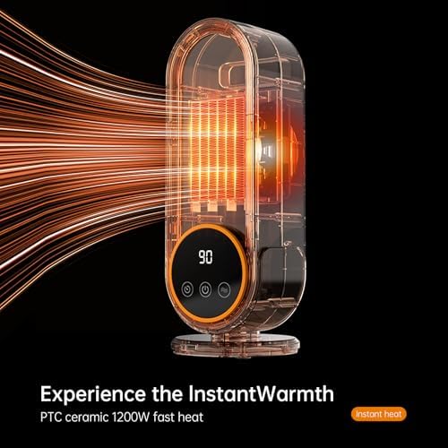 Cinbasr Space Heater - 1200W PTC Ceramic Rapid Heating with Remote Control