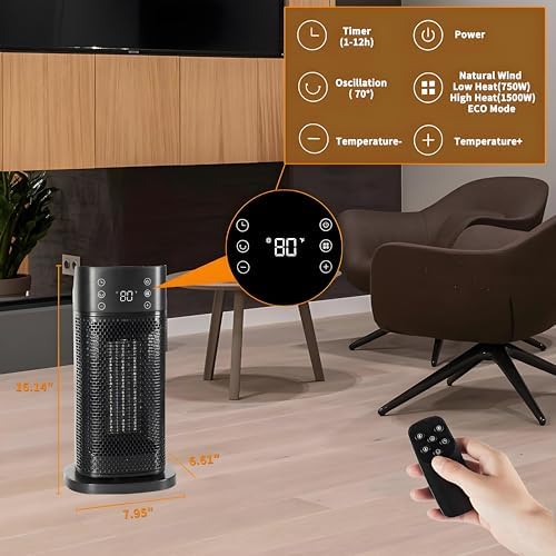 BNTET Portable Space Heater with Remote and Thermostat