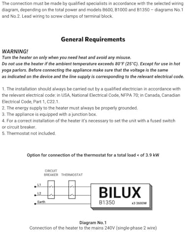 BILUX Hot Yoga Infrared Heaters 75 sq ft 240V Ceiling Mount 1200W