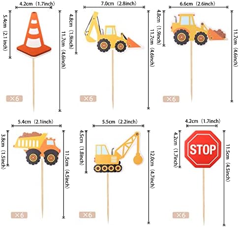 ZHUOWEISM 36PCS Construction Cupcake Toppers Decorations