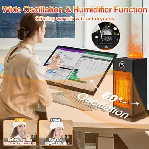Beautyfan 3-in-1 Space Heater with Humidifier and 3D Flame Ambiance