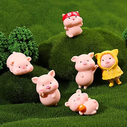 Leitee 19 Pcs Pink Pig Figurines Set for Decor