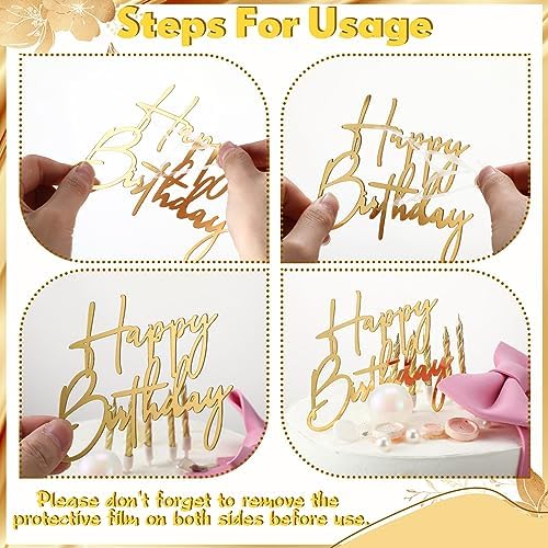 Barydat 24-Piece Gold Birthday Cake Toppers 6 Styles