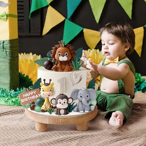 Zafena 19Pcs Safari Animal Cake Topper Set